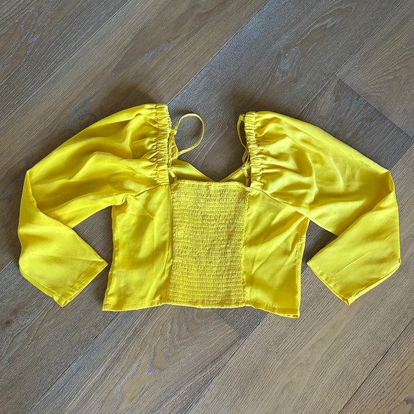 DKNY Cold Shoulder Crop Top in Pop Yellow - Picture 7 of 7